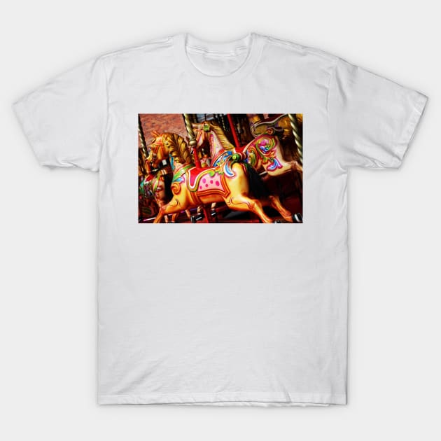 Fairground carousel horses T-Shirt by Jonesyinc